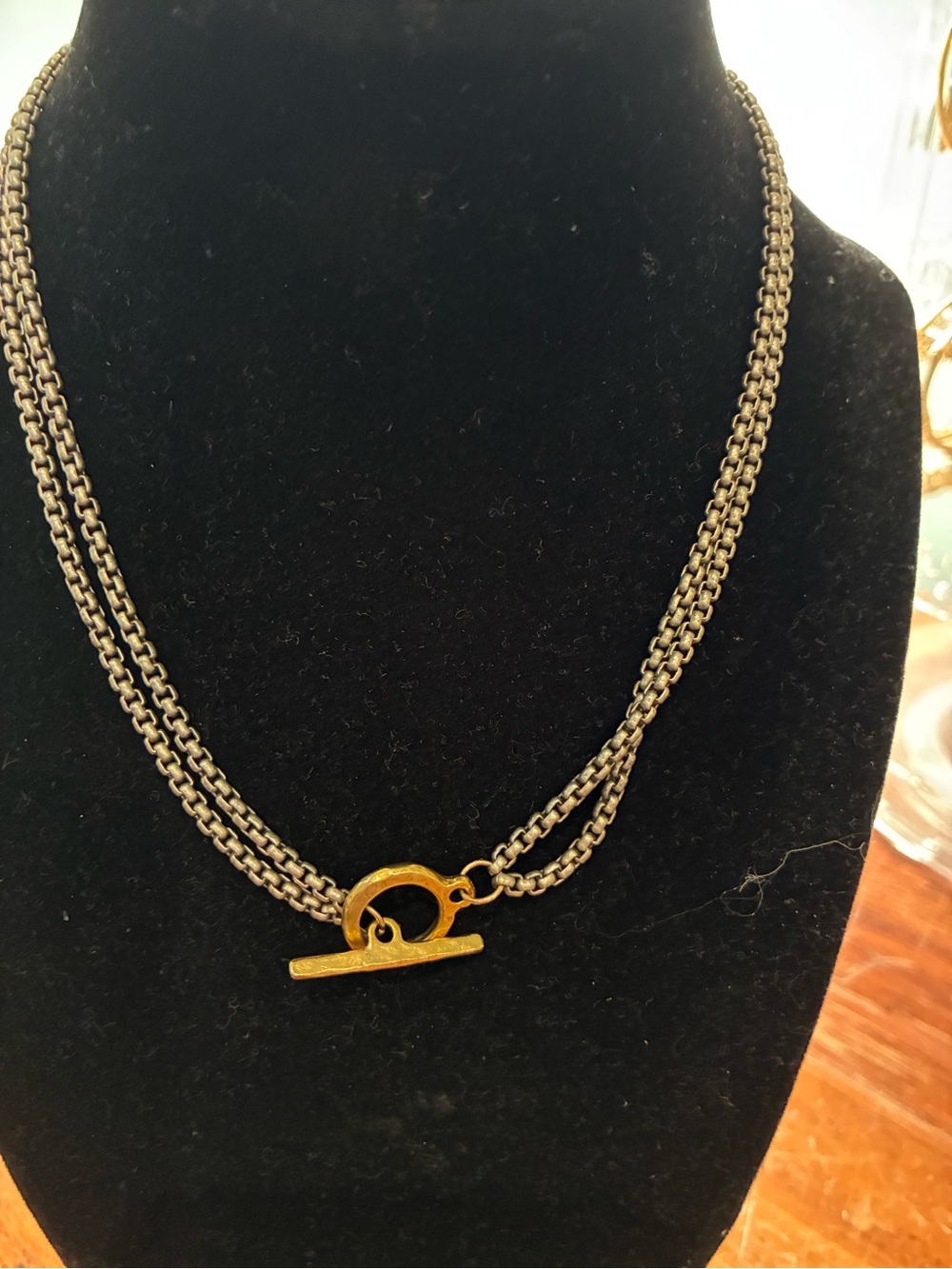 Madewell Two-Strand Chain Necklace with Gold Toggle